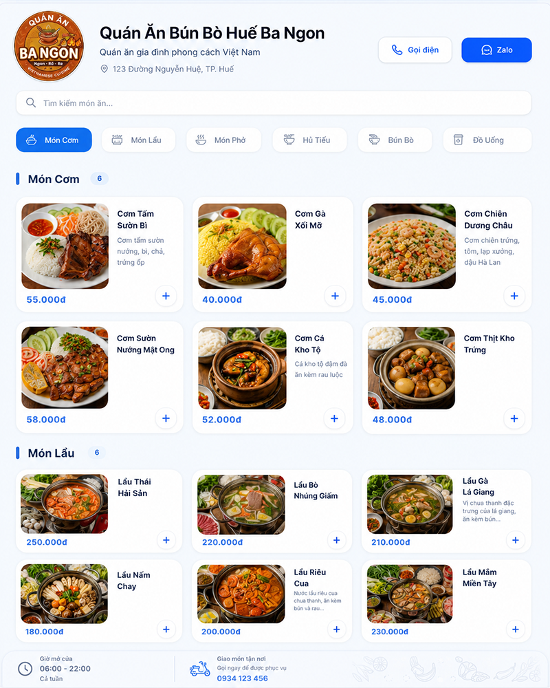 Website Nhà Hàng